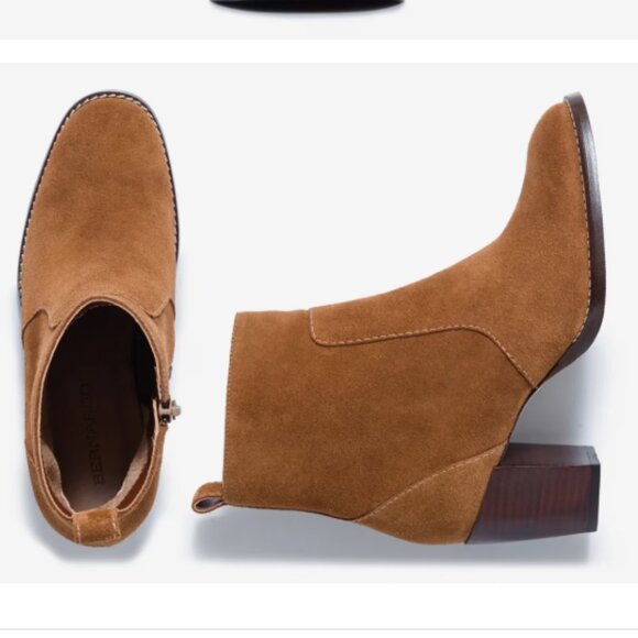 NEW BERNARDO Made In Brazil Suede Norwich Booties in tobacco for women 725 8j4 - Picture 1 of 9